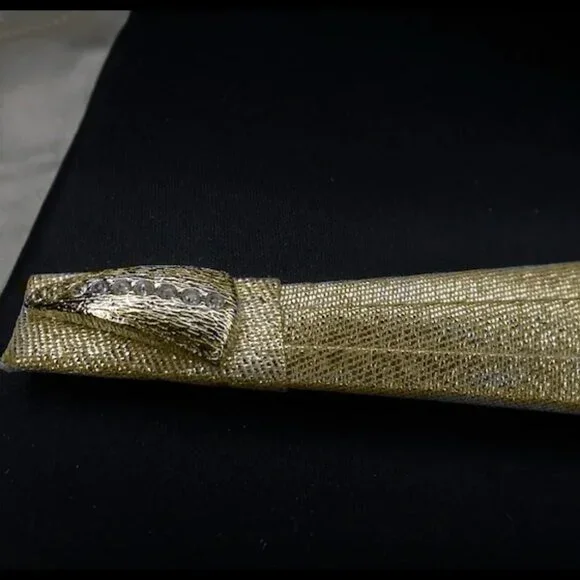 Convertible Clutch Black Gold Lame Evening Shoulder Bag Unused Vintage - Picture 2 of 15